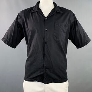 Size XL Black Organic Cotton One Pocket Oversized Short Sleeve Shirt